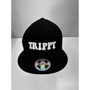 OG Hustle Snapback Trippy Logo Black Flat Brim Adjustable Cap